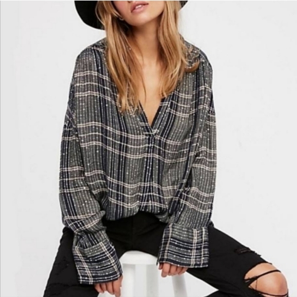 Free People Tops - Free People Fearless Love Oversized Shirt Top Sz S